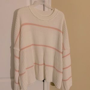 2X knitted White & pink stripe sweater. Sleeves are long & flare out. Worn once